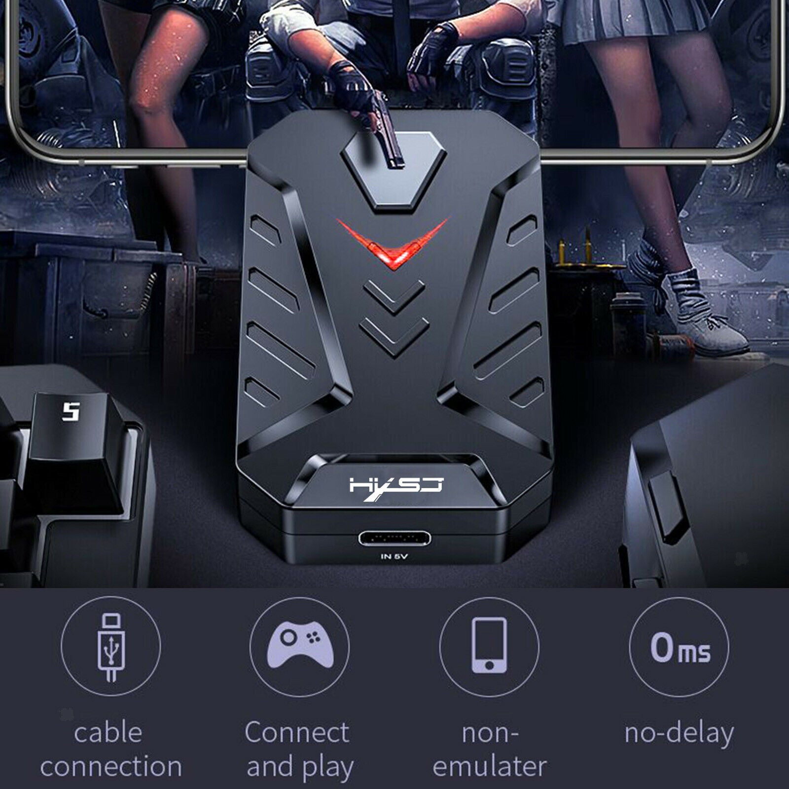 Keyboard Mouse Converter No Lagging for Android System with 3 USB Ports