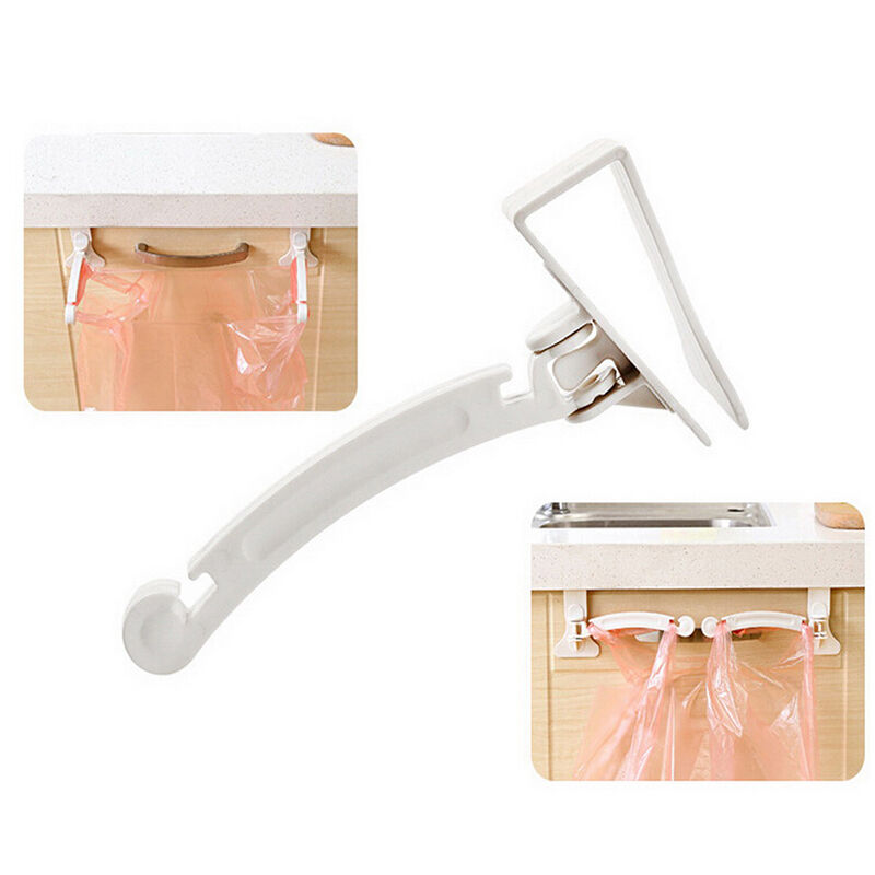 2pcs Kitchen Cabinet bags hooks Trash Garbage Bag Hanger Cupboard Door Ra.l8