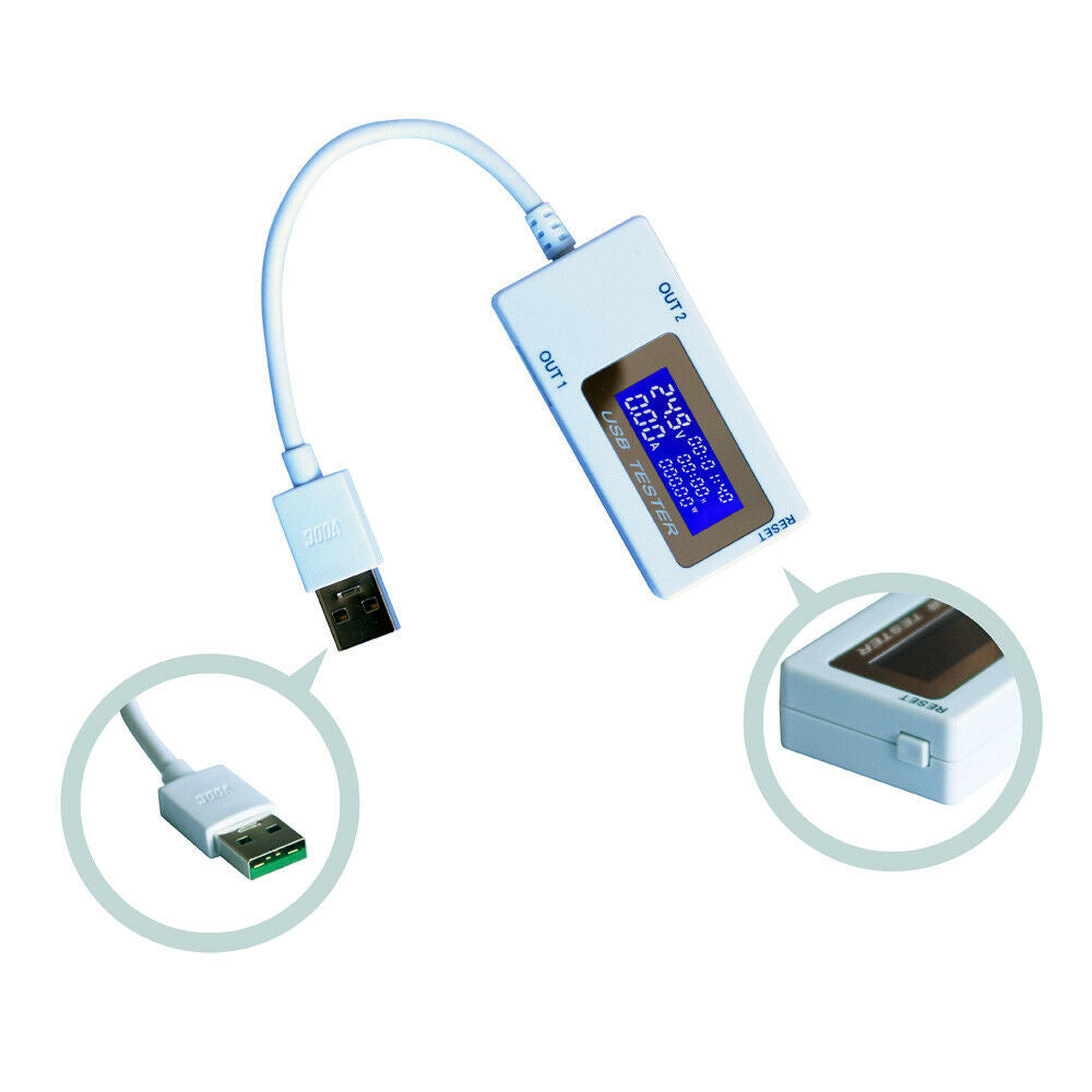 DC4-30V Dual USB Current Voltage Battery Capacity Tester Flash Charge 10-in-1