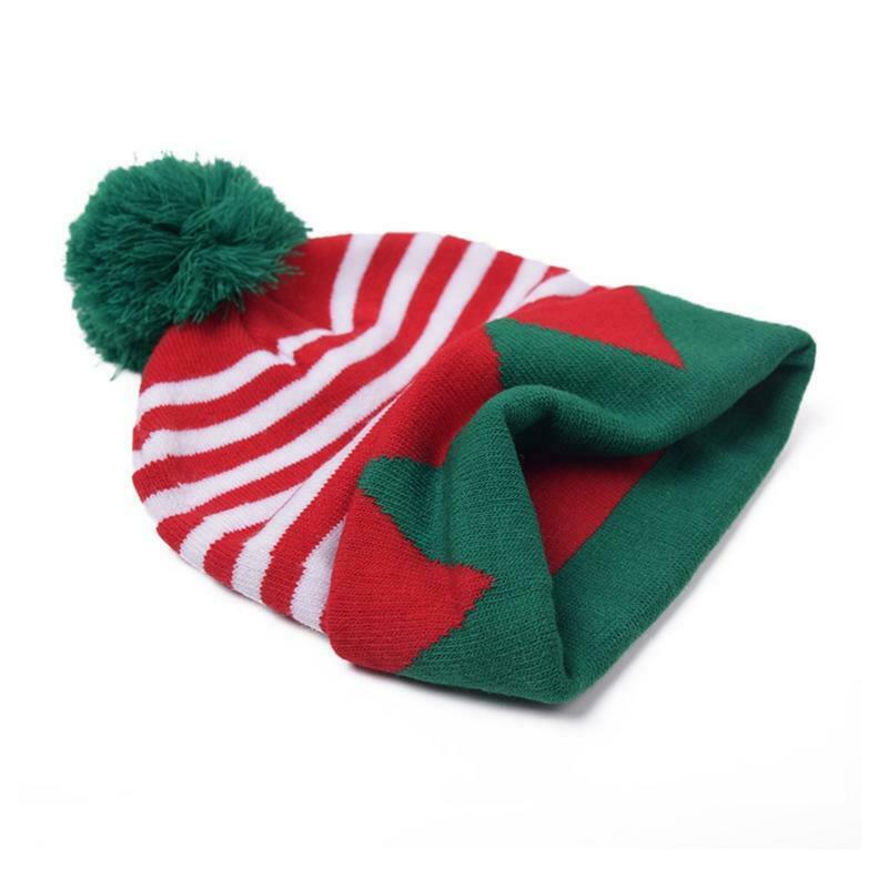 Ladies Men Wool Red green Hat Xmas Hat Santa Secret Hat Santa Xmas Hat pompom