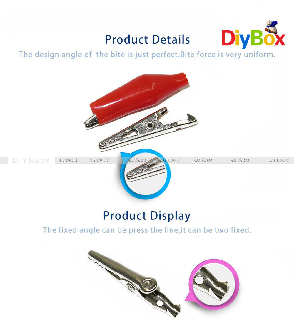 20pcs Black Red Soft Plastic Coated Testing Probe Aligator Clips Crocodile P2001