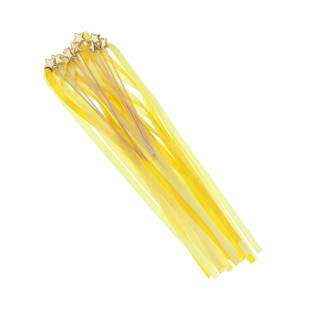 10 Pieces Star Silk Ribbon Wands Fairy Stick with Bells Wedding Decor A9