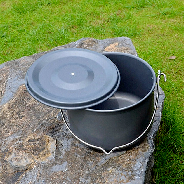 4LOutdoor Aluminium Big Pot Camping Hanging Pot Cookware Pot Cooking Picnic