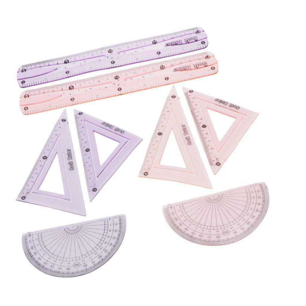 8x Plastic Straight Ruler Protractor Geometry Measuring Template Triangle Ruler