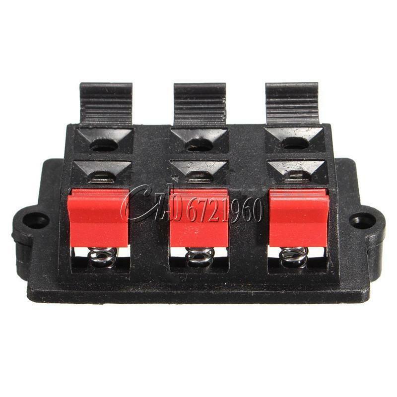 6 Way Speaker Terminal Strip Plate Stereo Connector Block Spring Push Release