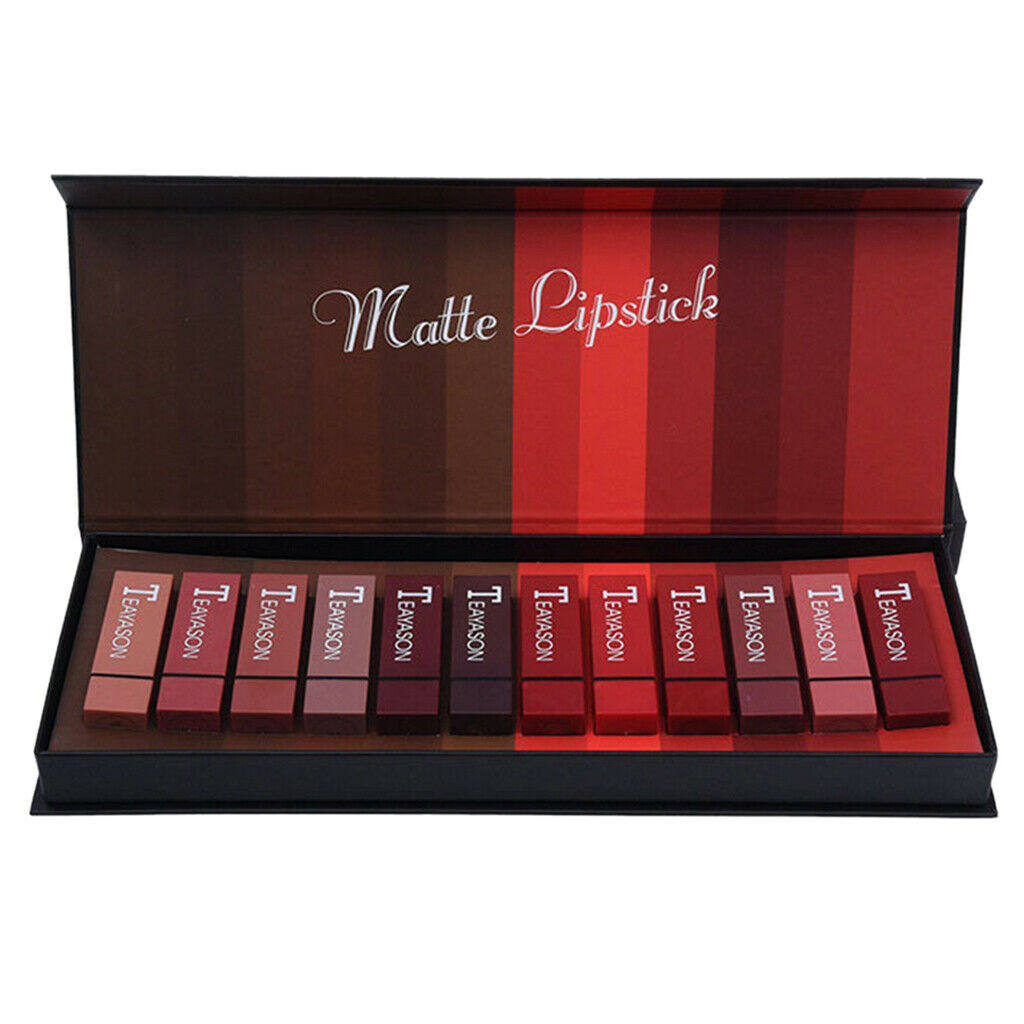 12x Lady Lipsticks Waterproof Pumpkin Red Pink Lip Stick Kit Christmas Gift