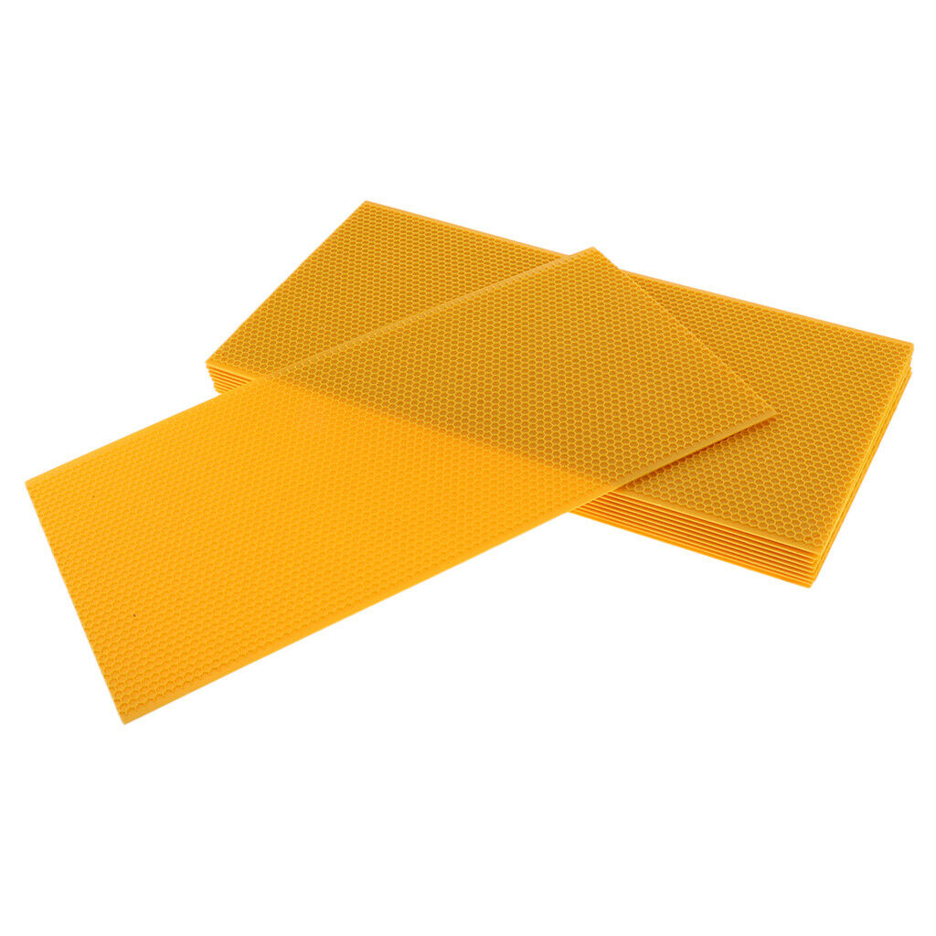 10Pieces Pure Beeswax Foundation Sheets Comb Fundation Sheet 16.7*9inch Yellow