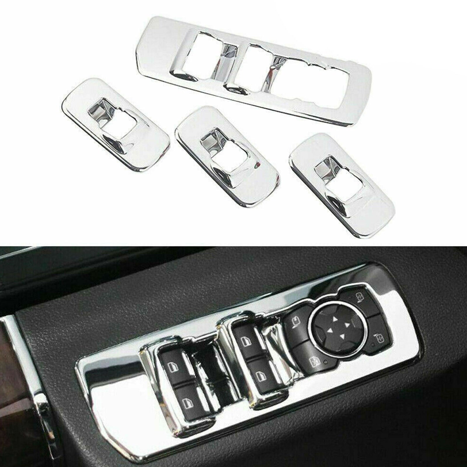 For 2015-2018 Ford F150 Accessories Window lift switch panel Chrome Cover trims