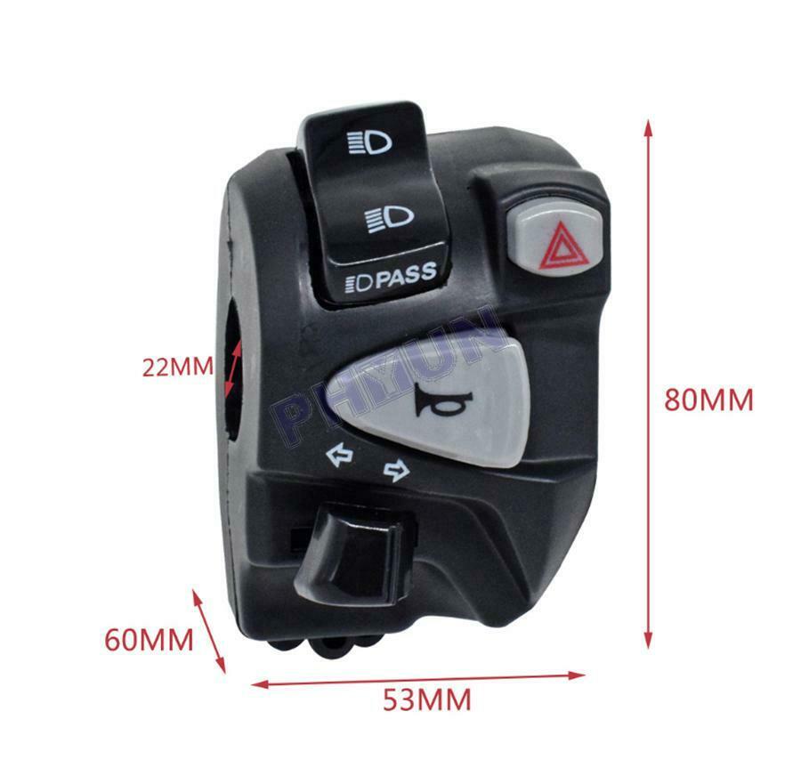 7/8" Motorcycle Handlebar Switch For Horn Turn Signal Low/High Beam Headlight ON
