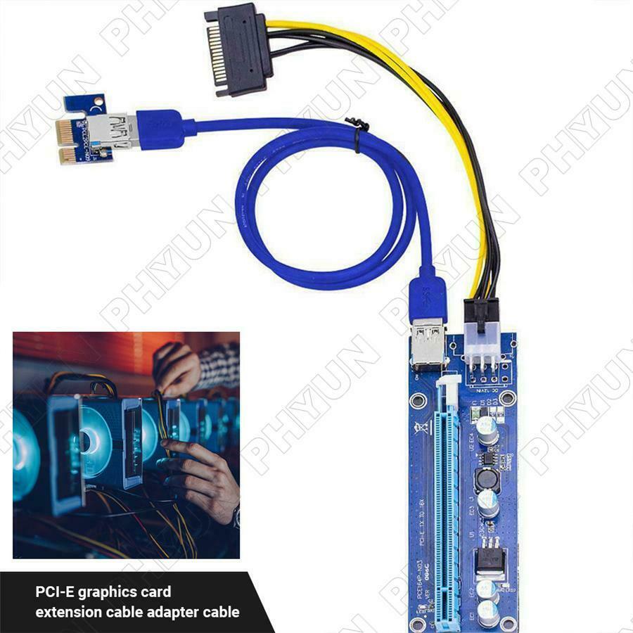 10x PCI-E 16X Riser Board 1X Adapter Card w/ SATA & USB Cable For BTC ETH Mining