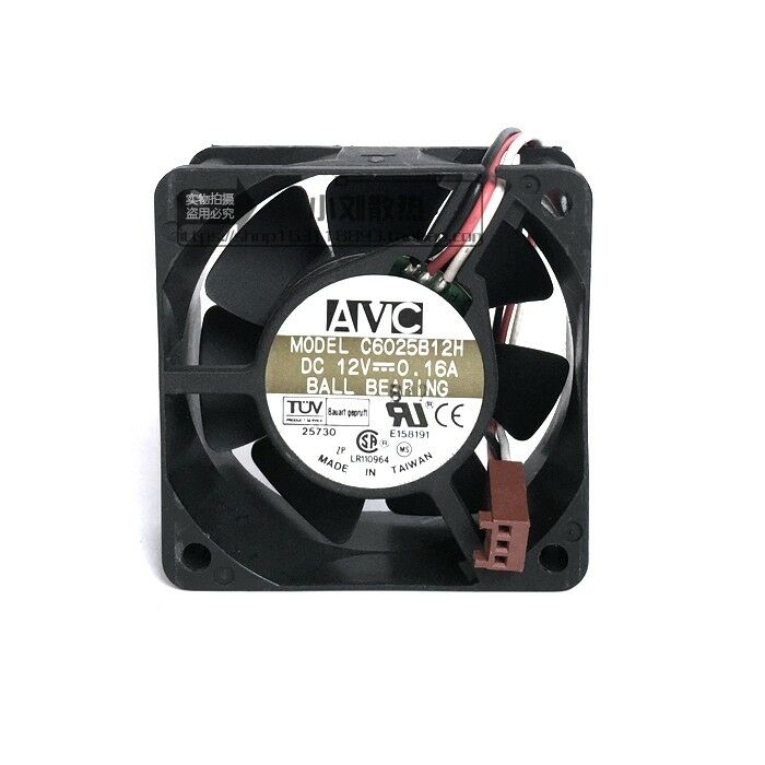 For 1pc AVC C6025B12H fan 12(V) 0.16(A) 3wire 60*60*25MM