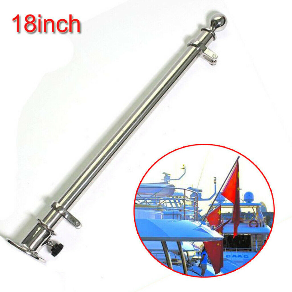 316SS Stainless Steel 18" Deck Flag Pole For Marine Yacht Sailing Boat