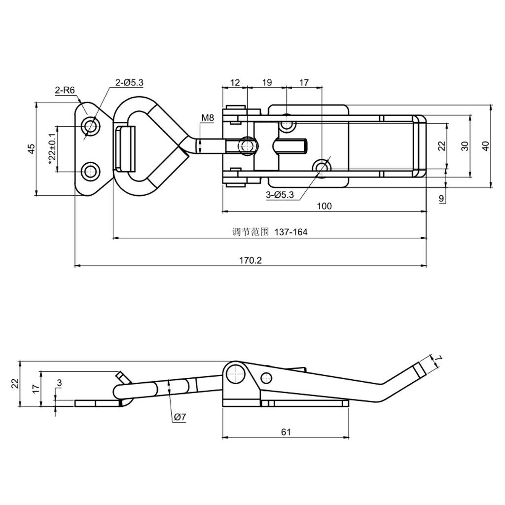 Adjustable Type 1 Anti-Rattle Latch Lock Locking Stainless Steel Latch Boat