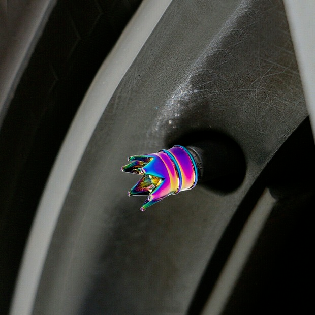 Aluminum Neon Color Crown Car Wheel Tire Valve Stem Cap Tyre Air Anti Dust Caps