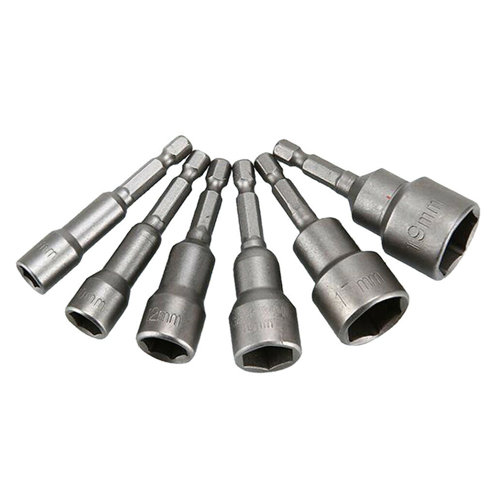 Drill Bits Hex Socket Sets Electric Nut Driver Household Tools 8-19mm 6pcs