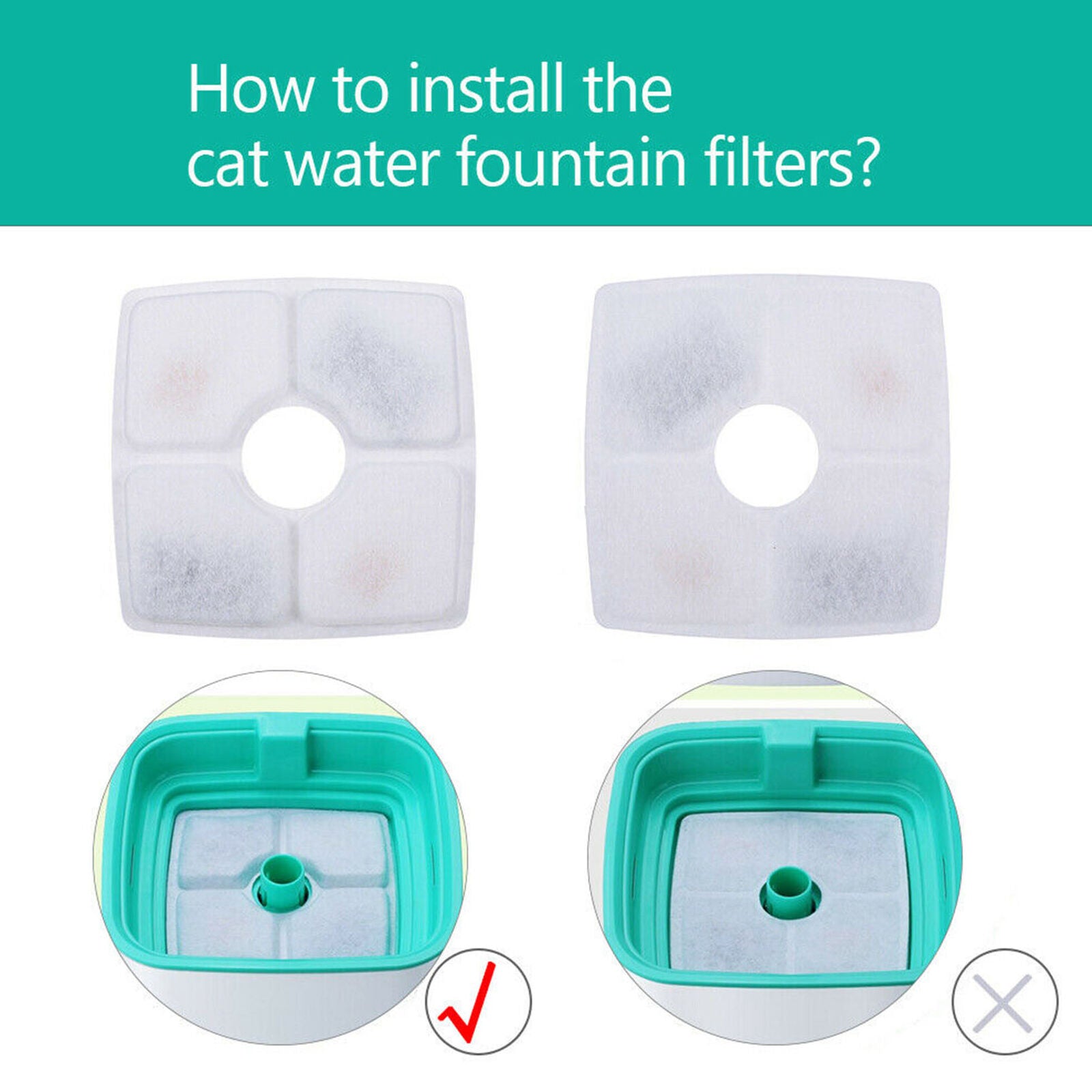 4PCS Cat Water Fountain Filters Replacement Filter For Pet Flower Veken Fountain