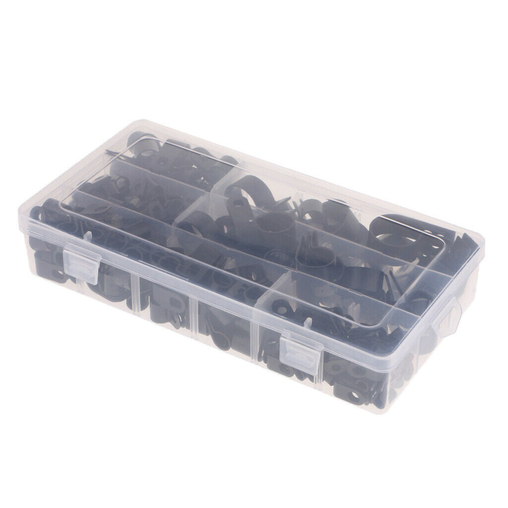 200 Pieces Dia 5mm 6mm 9mm 12mm 19mm 25mm R-Type Wire Clamps Clips Fastener