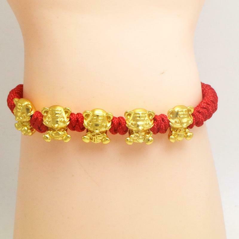Adjustable Chinese Zodiac Sign Tiger Animal Charm Bracelet Red Rope Bracelet