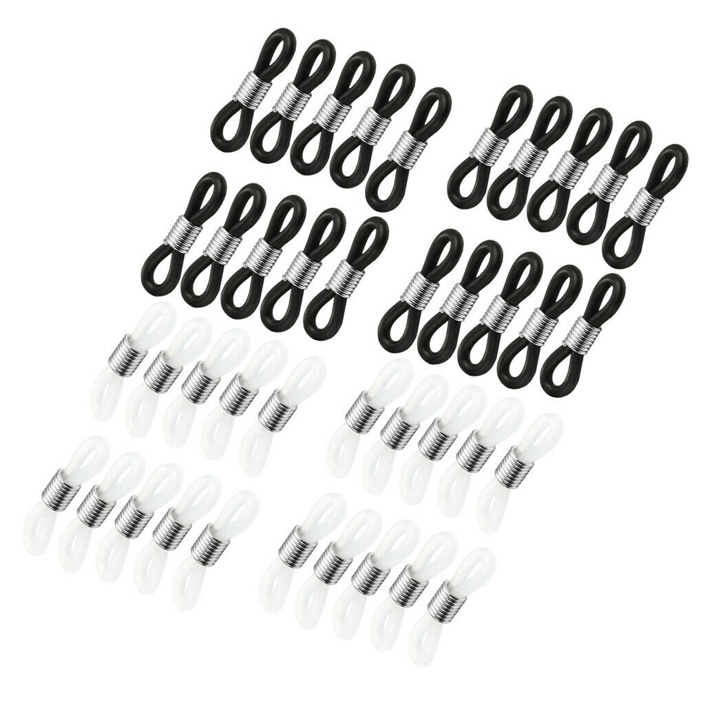 Prettyia 40Pcs Rubber Connectors Ends Eyeglass Holder Repair Chain Cord Loop
