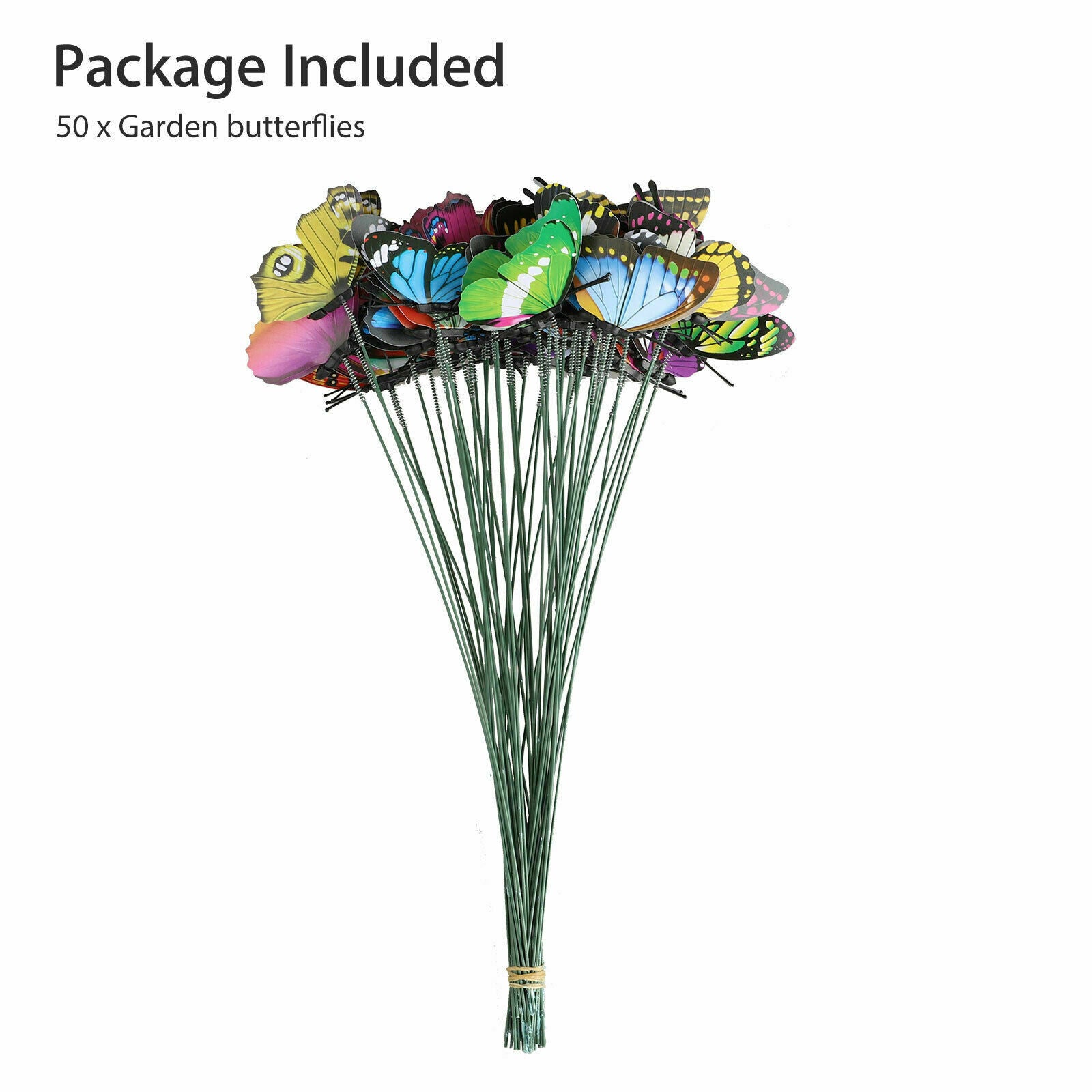50Pcs Butterfly Stakes Outdoor Yard Planter Flower Pot Bed Garden Decor Yard Art