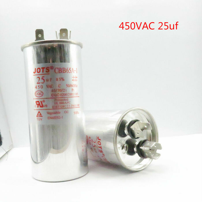 CBB65 Air Conditioner Motor Run Capacitor 25mfd 25uf 450VAC Round Metallized