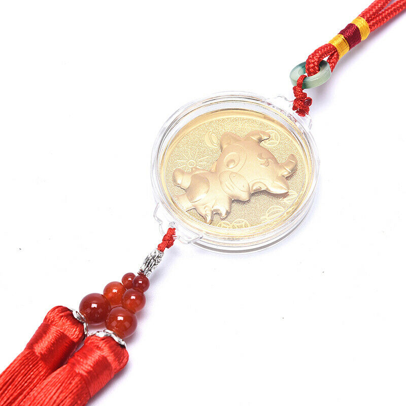Lucky 2021 Year of Ox Coin Commemorative Souvenir Tassels Pendant Decorat.l8