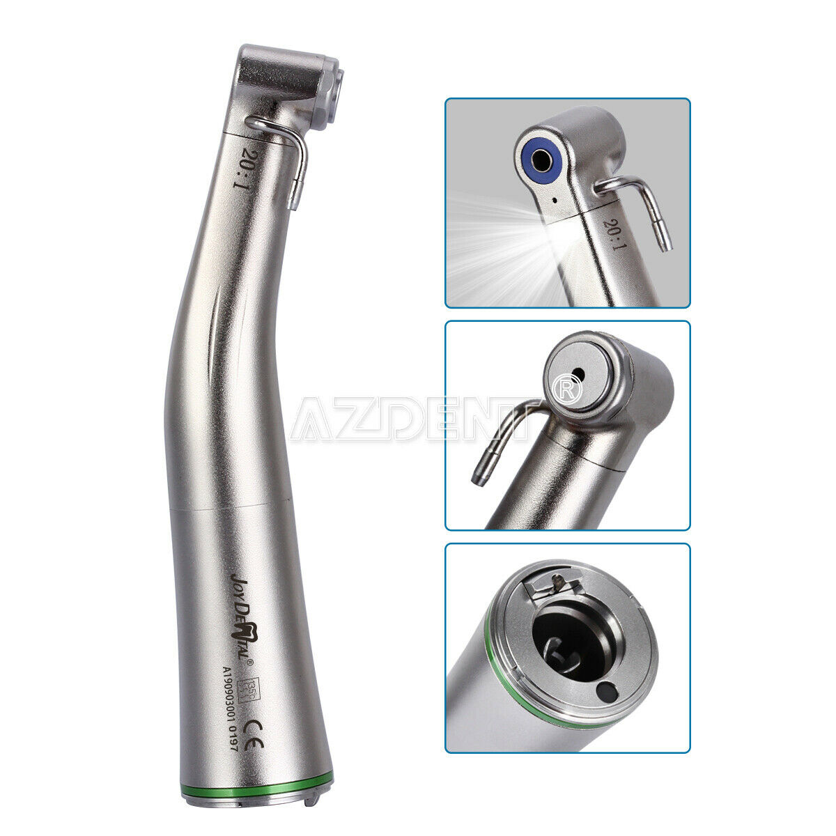 Dental 20:1 LED Fiber Optic Contra Angle Push Button Low Speed Handpiece