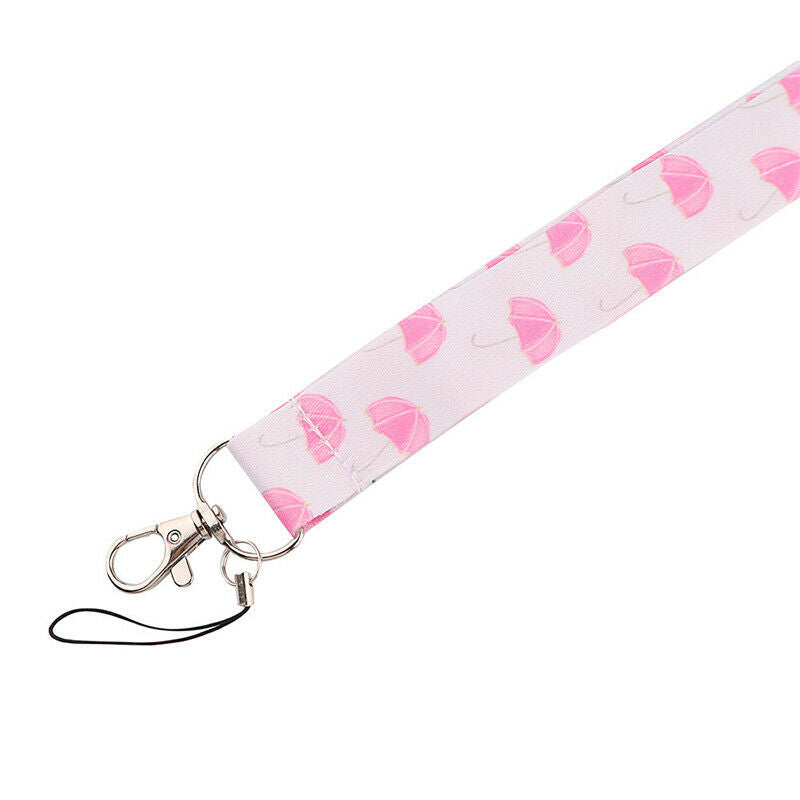 Rainy day pink umbrella mobile phone rope ID card tag key chain hanging r JYDFA