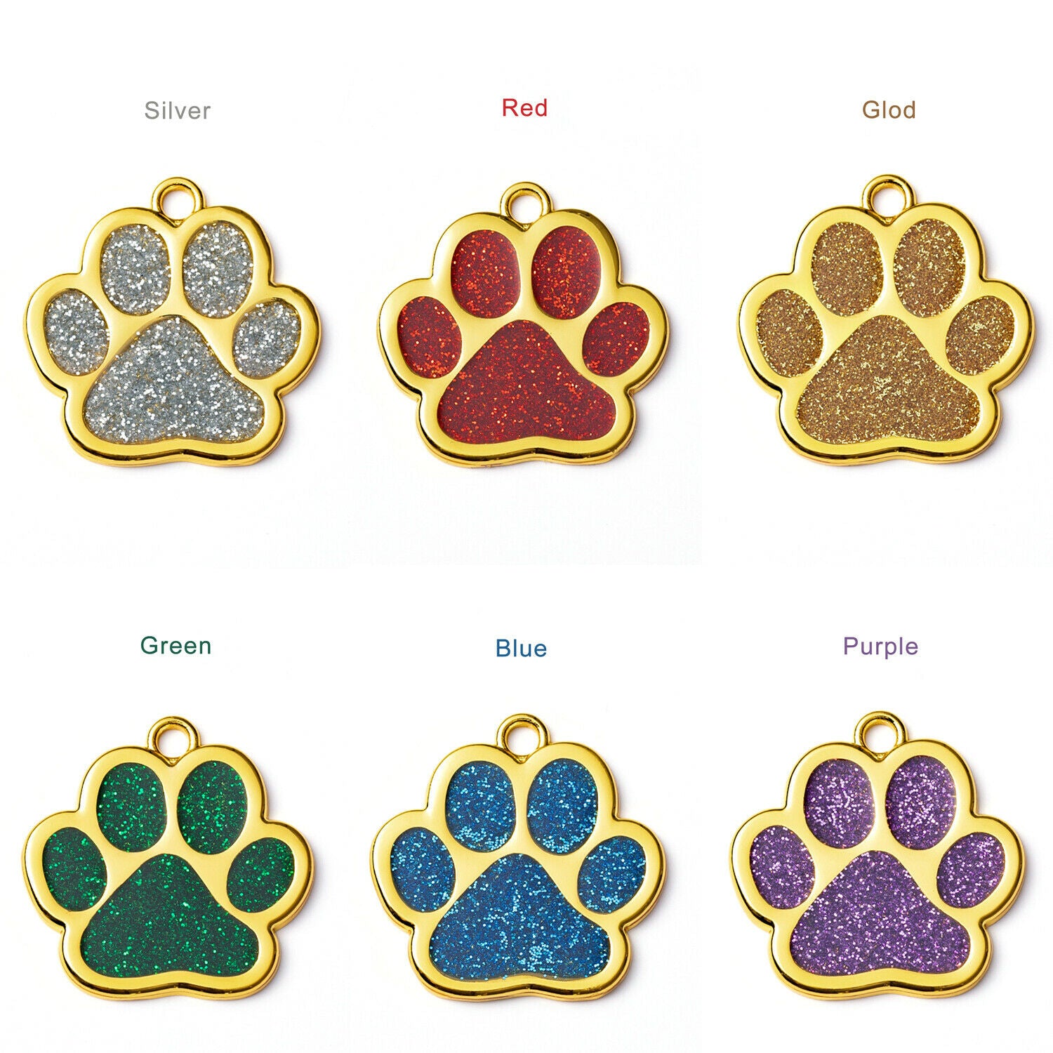New Cat Footprint Puppy Pendant Pet ID Tag Dogs Name Tags Dog Collar