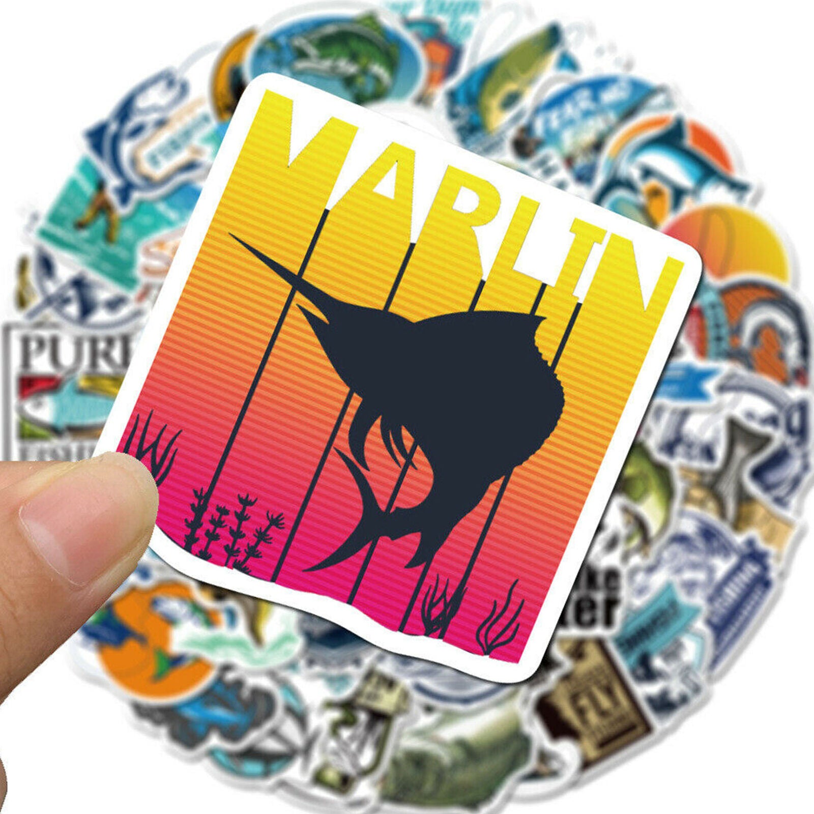 50Pcs Fishing Stickers Vinyl Decals for Laptop Car Water Bottle Guitar Luggage