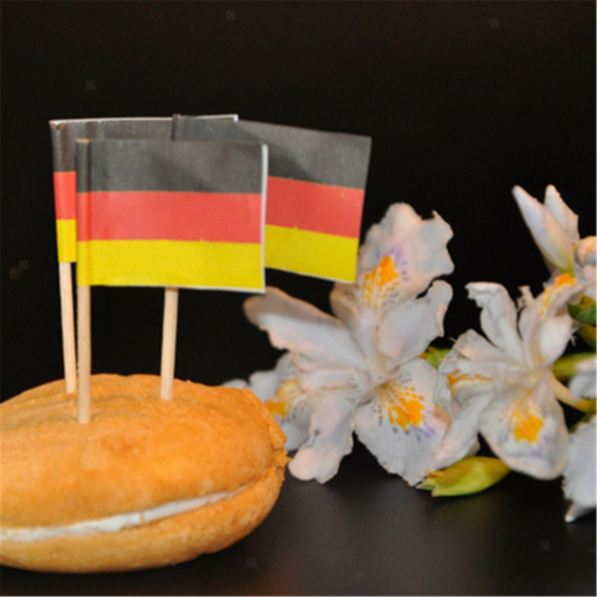 50x Germany Country Flag Picks Paper Toothpick Food Cupcake Cocktail Decor