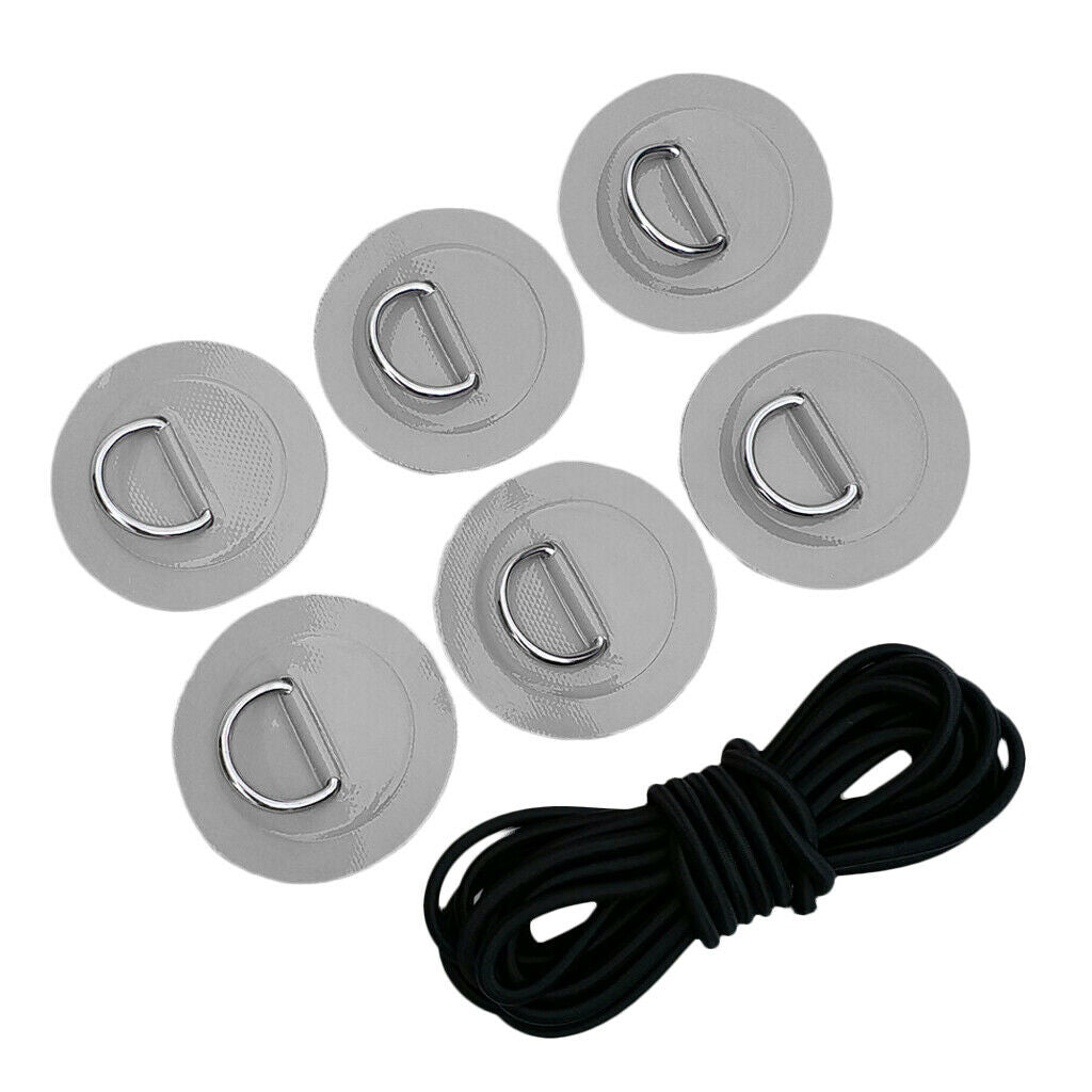 Heavy Duty D-ring Pad Patch Elastic ngee Rope for Kayak Canoe Boat Gray