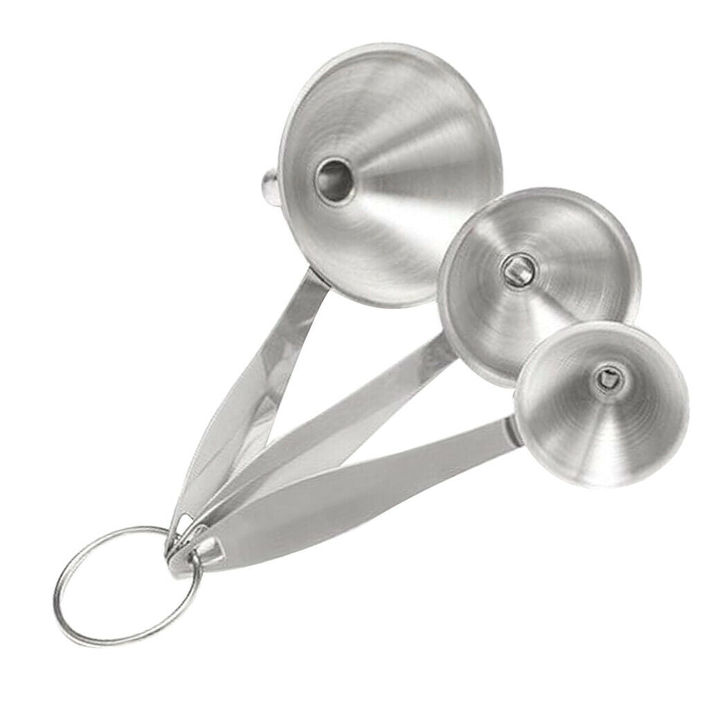 3pcs/set Stainless Steel Kitchen Funnel Wide Mouth Canning Hopper Filter