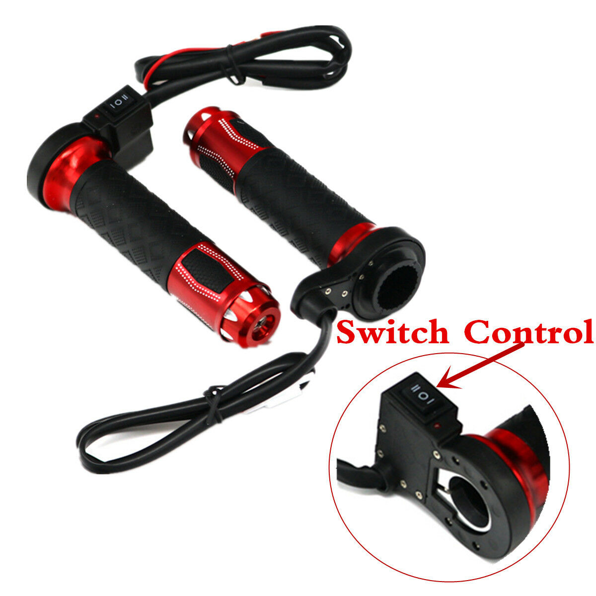 1 Pair Motorcycle Electric Heated Handle Grips Temp Adjustable Switch Control