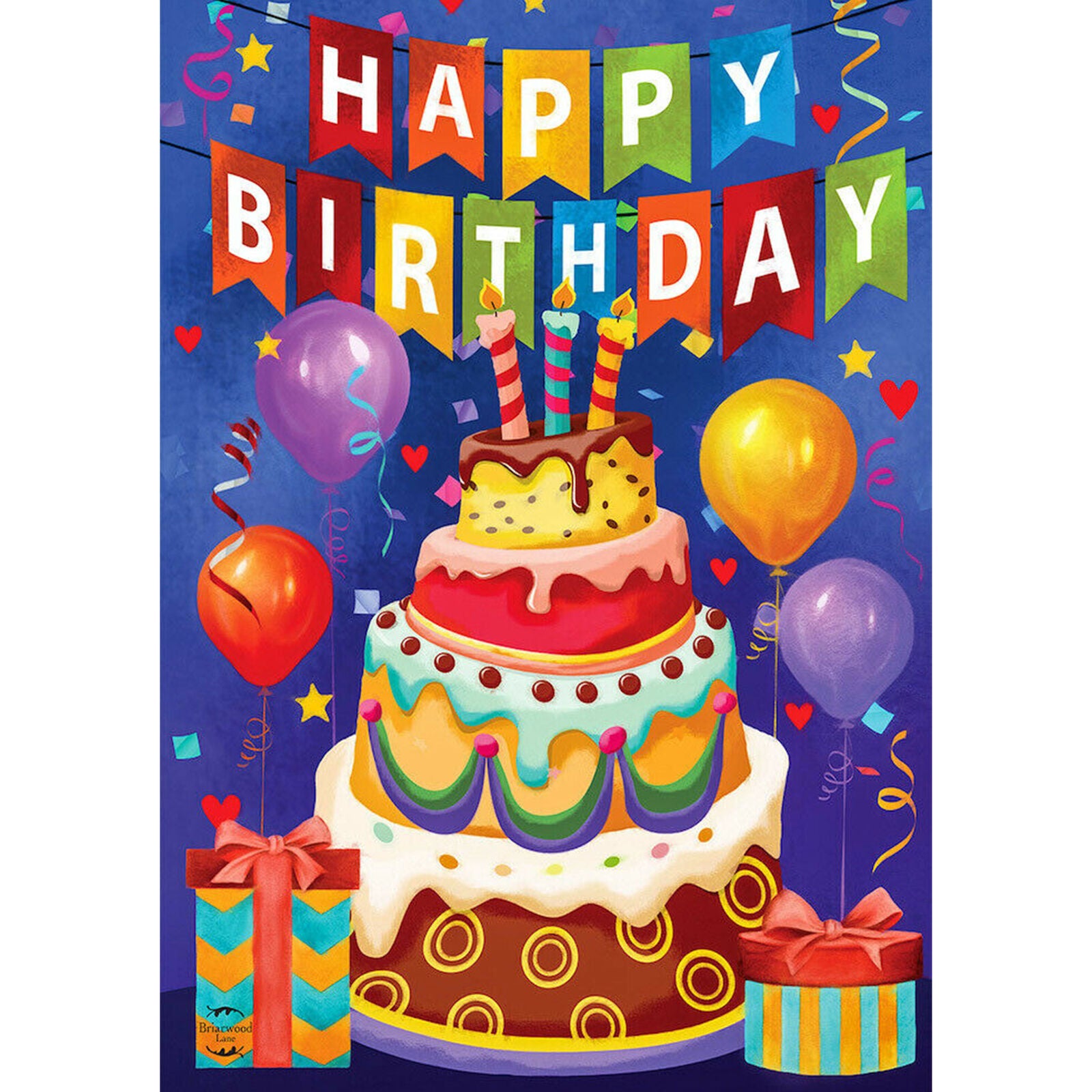 Birthday Celebration House Flag Balloons Birthday Cake 28x 40 Briarwood Lane New
