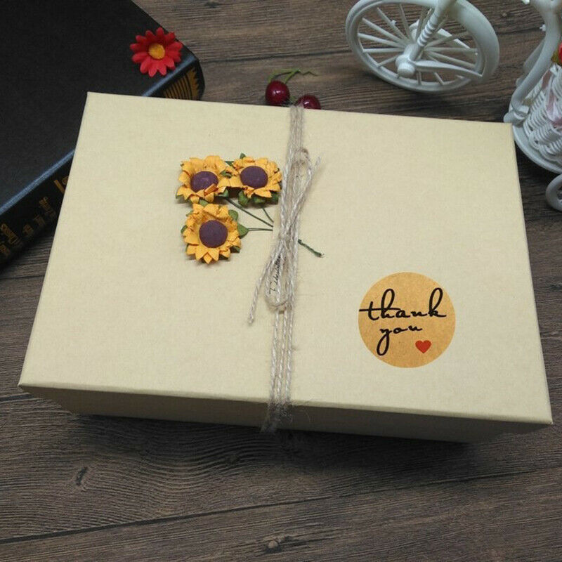 500pcs kraft paper thank you stickers with red heart s handmade labels st.l8