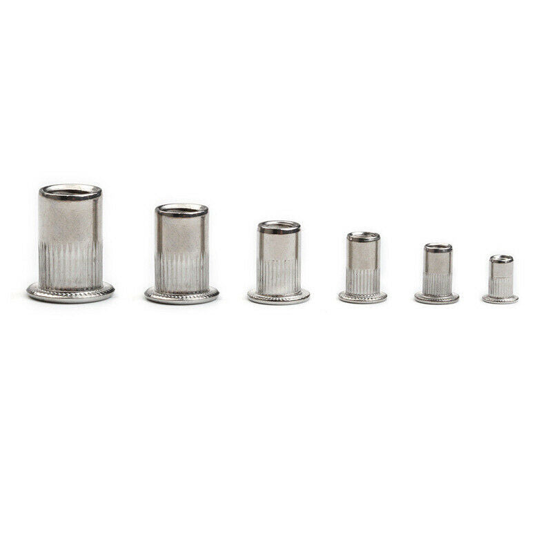 130Pcs Stainless Steel Rivet Nut Vertical Pattern Flat Head Nut Combination