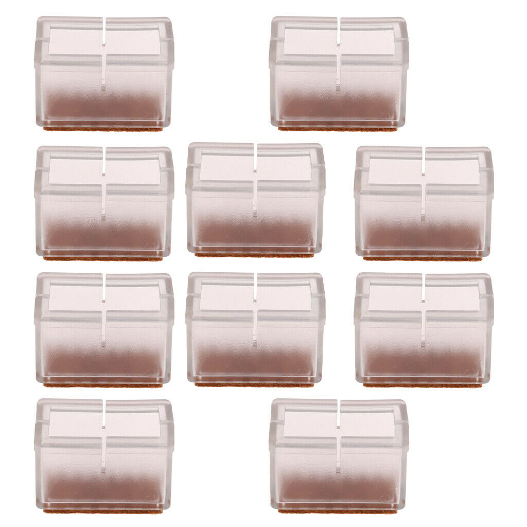 20 Pieces Rectangle Chair Leg Caps  Protectors Clear Silicone