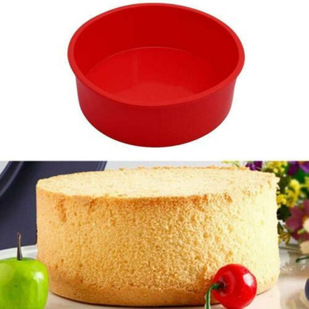 4" Silicone Round Bread Mold Cake Pan Muffin Mould Bakeware Baking Tray Tool Red