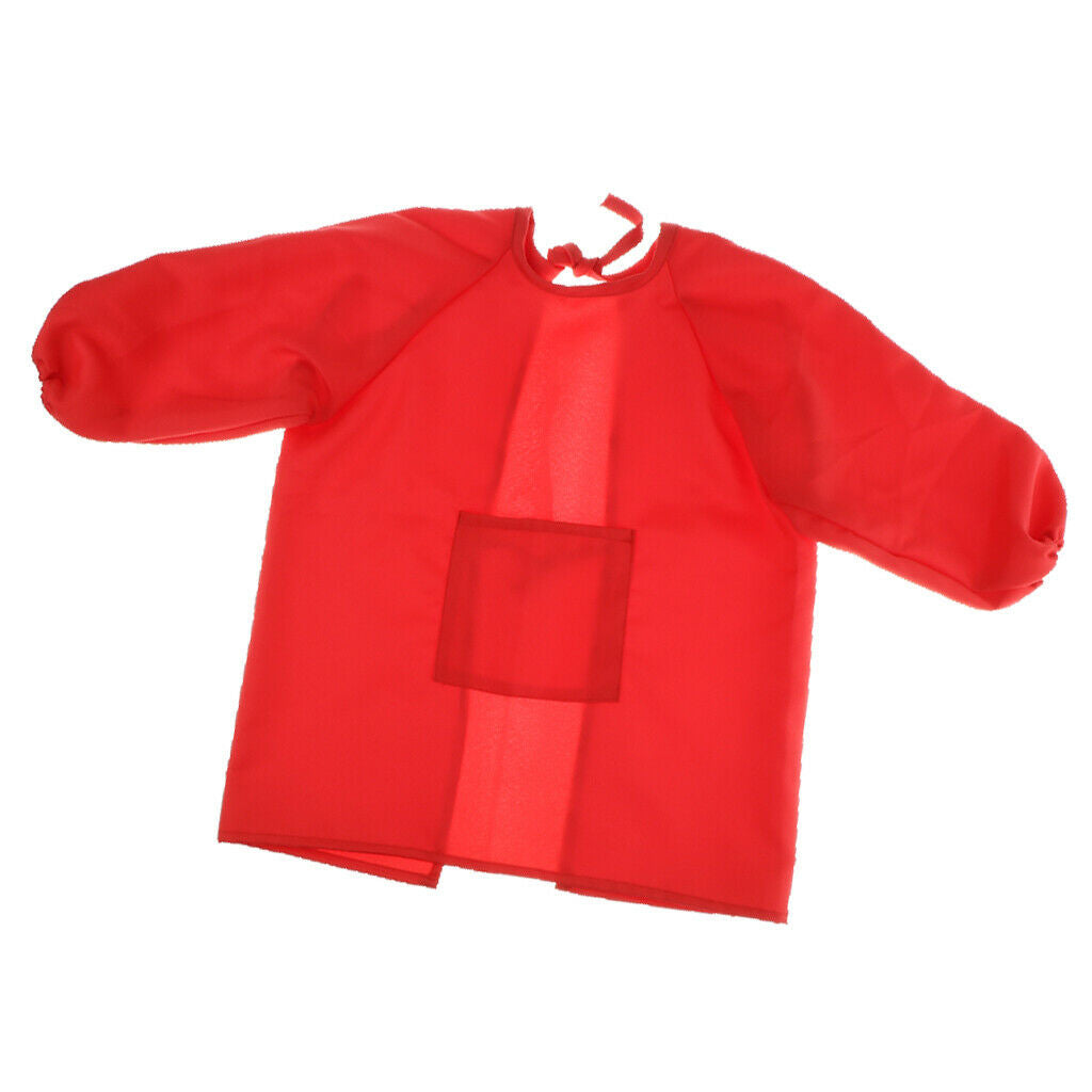 Children Kids Craft Art Apron Drawing Painting Cooking Smock Red