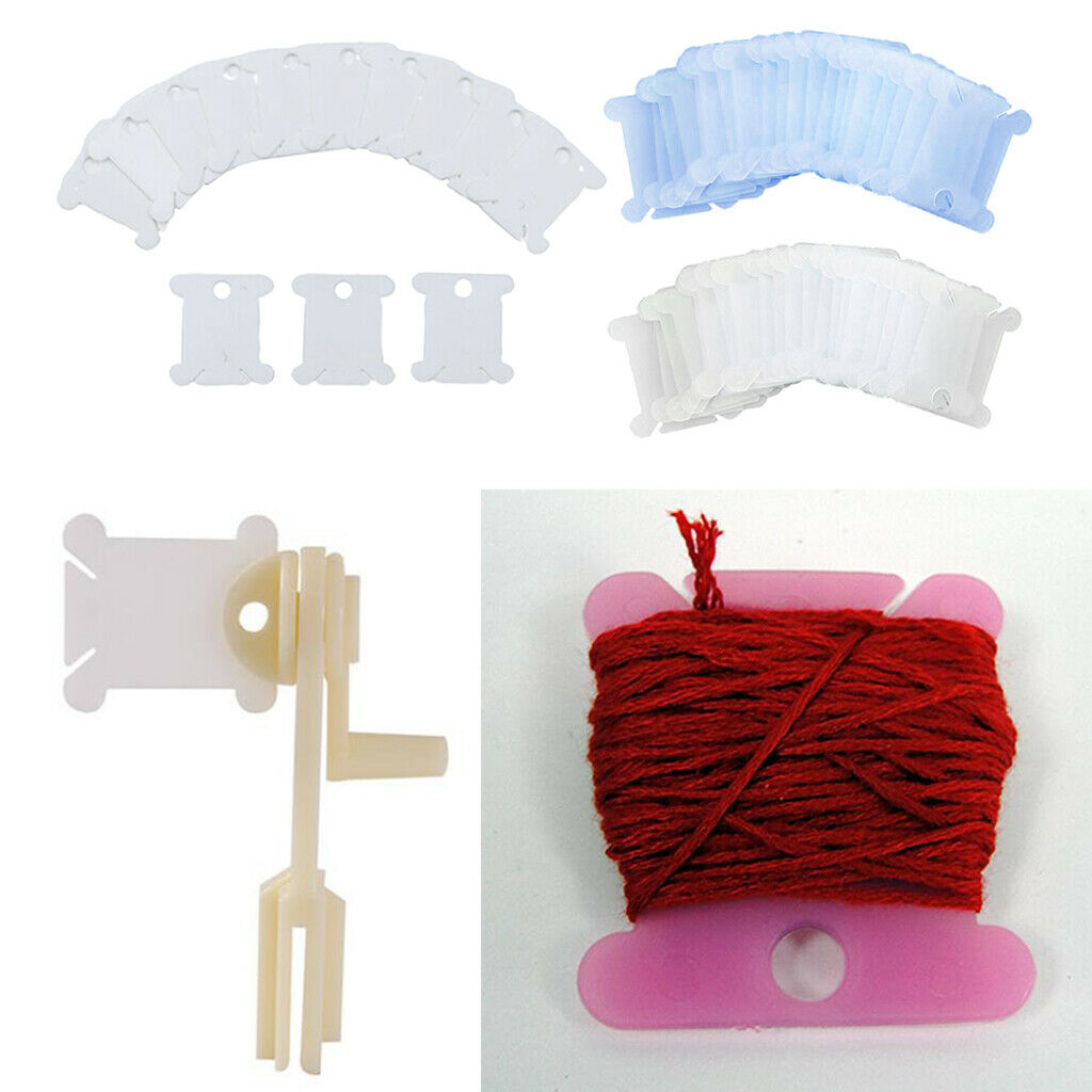 120x Plastic Bobbins Embroidery Floss Storage Cross Stitch Thread Holder White
