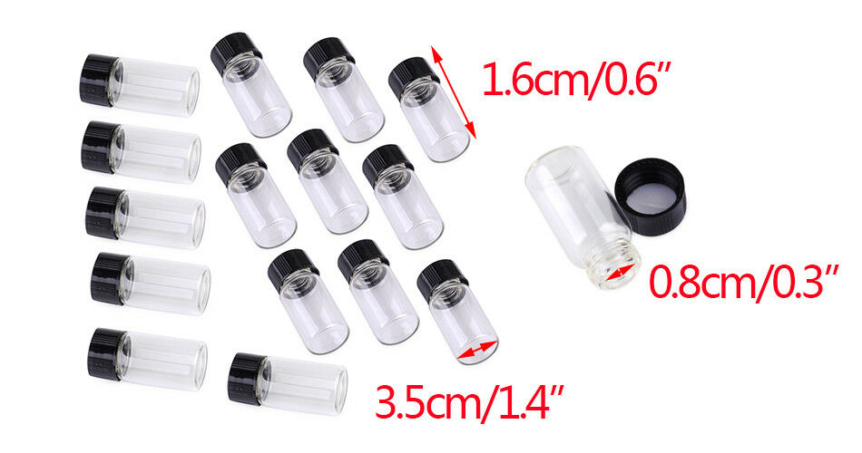 3ml Clear Glass Vials Bottles Screw Cap for Stash Jar Potion Vials Sample 20Pcs