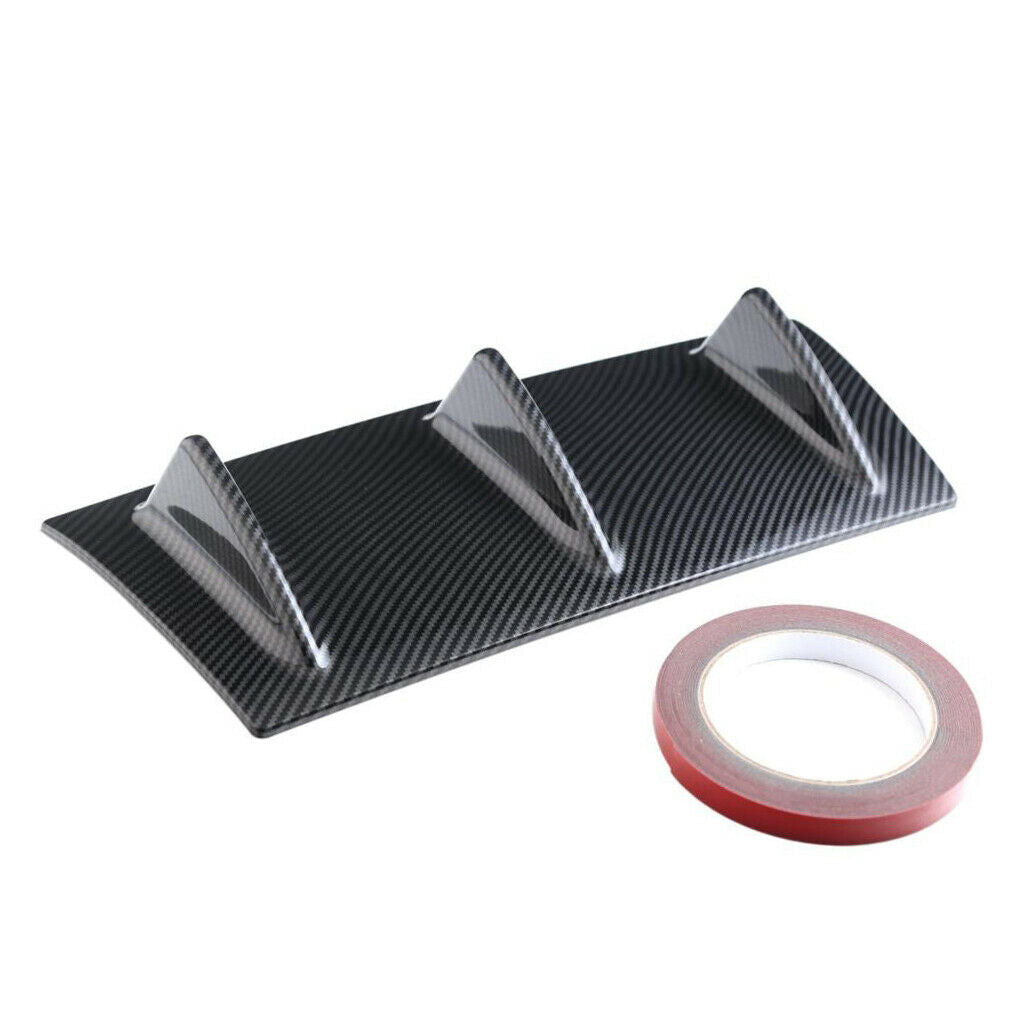 Style Universal Rear Bumper Lip Diffuser Gloss Black Mini Spoiler ABS 3 fin