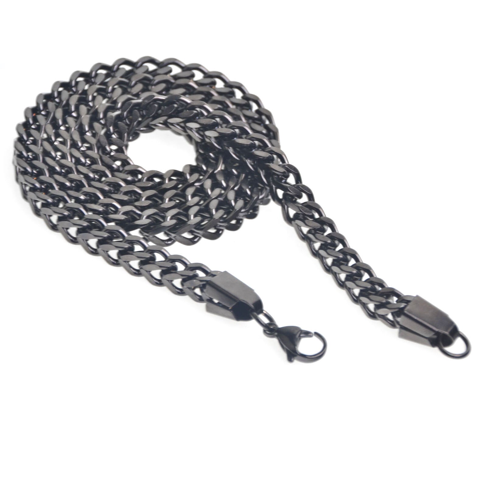 Stainless Steel Necklace Square Wheat Link Mens Chain Bracelet Black 22 inch
