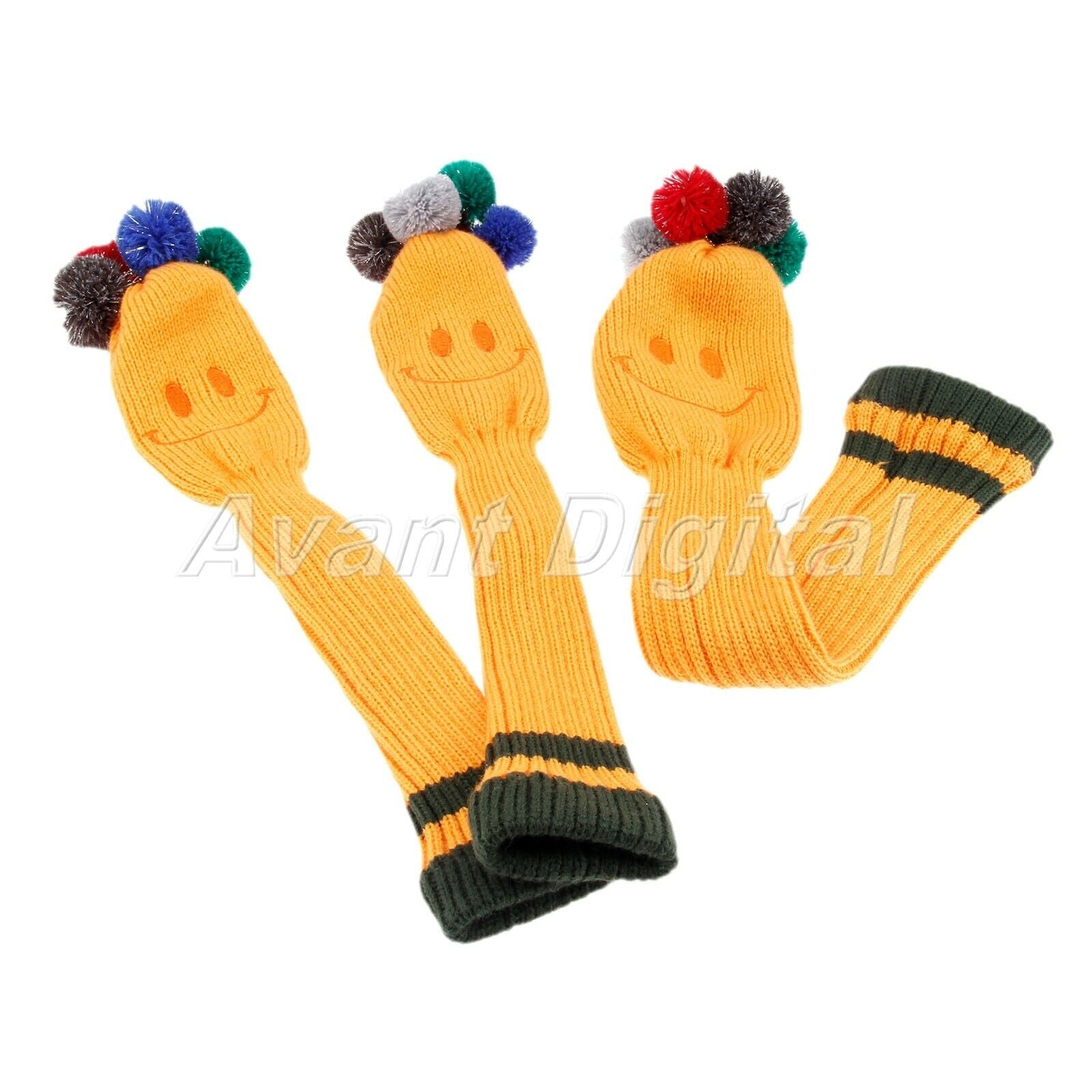 3Pcs/Kit Golf Club Headcovers Knitted Head Covers Protect Scratched Guard Sleeve