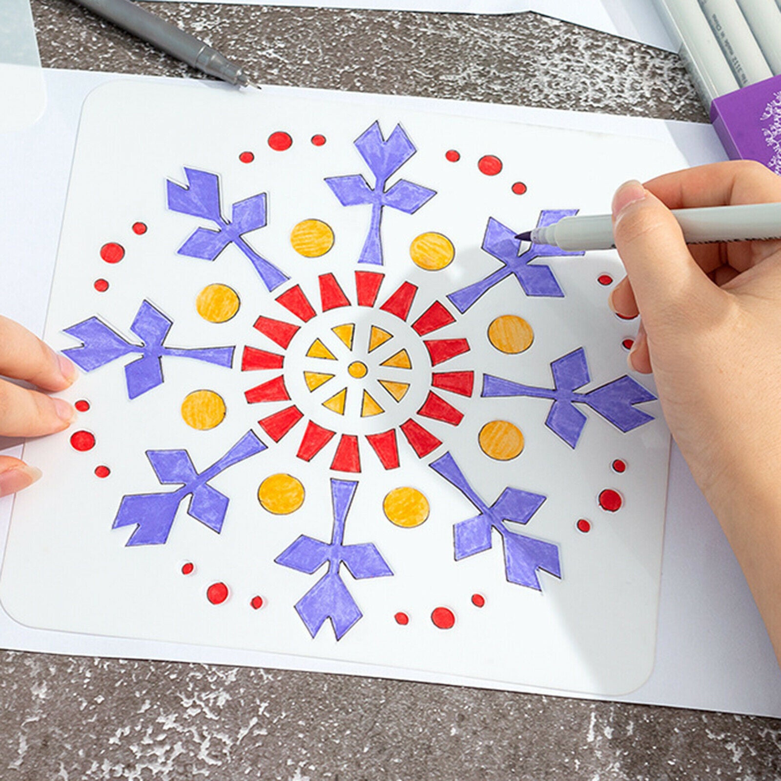 24Pcs Mandala Templates Stencils DIY Wall Cake Painting Album Art Project