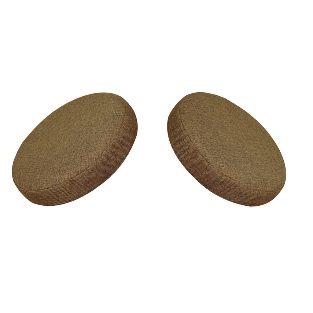 2pcs  Bar Stool Covers Round Chair Seat Cover Linen Cotton Sleeve Brown