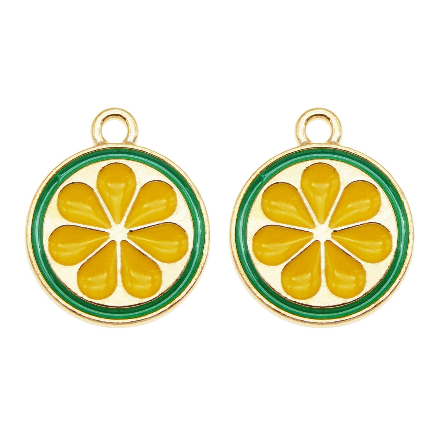 20PCS 18x15mm Fruit Lemon Orange Slice Enamel Alloy Charms Pendant DIY Findings