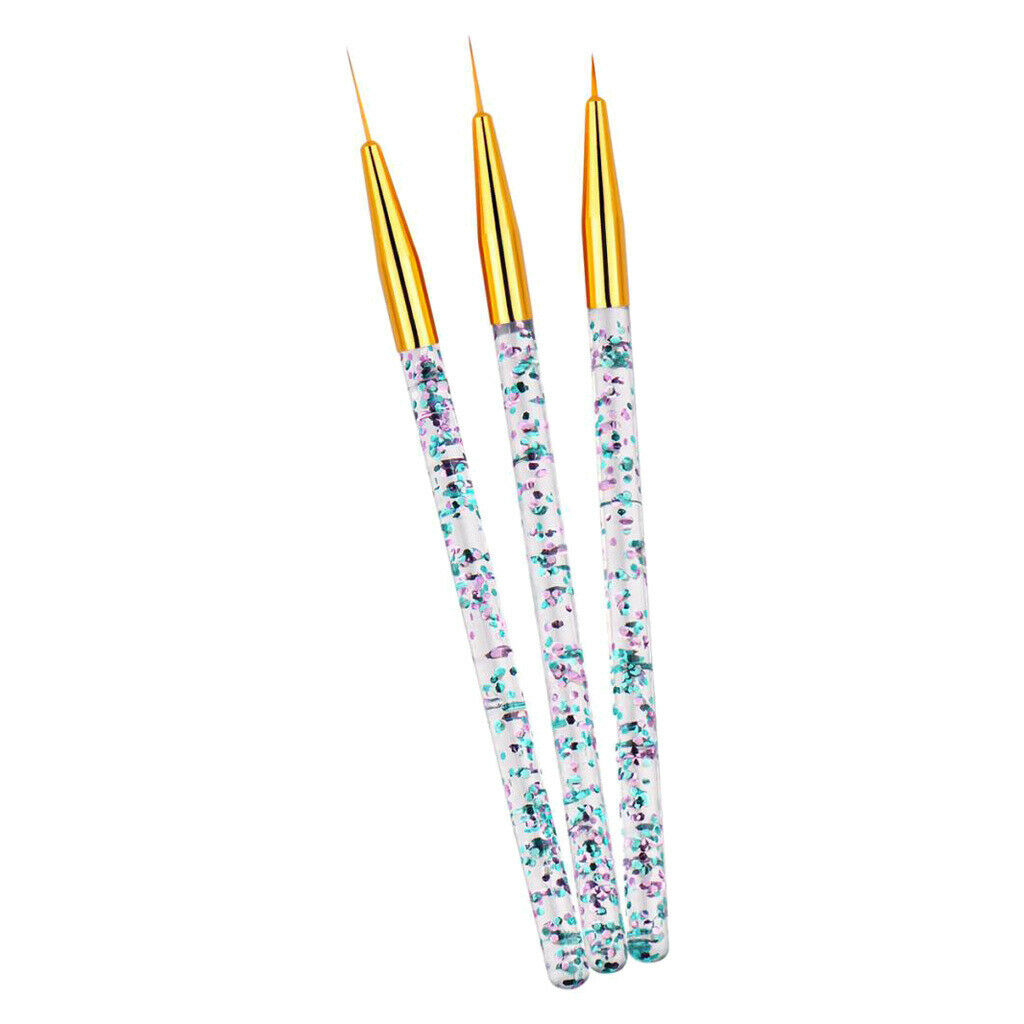 6x 7/9/14mm Nail Art Brush Set for Thin Lines Striping Blending Tiny Details