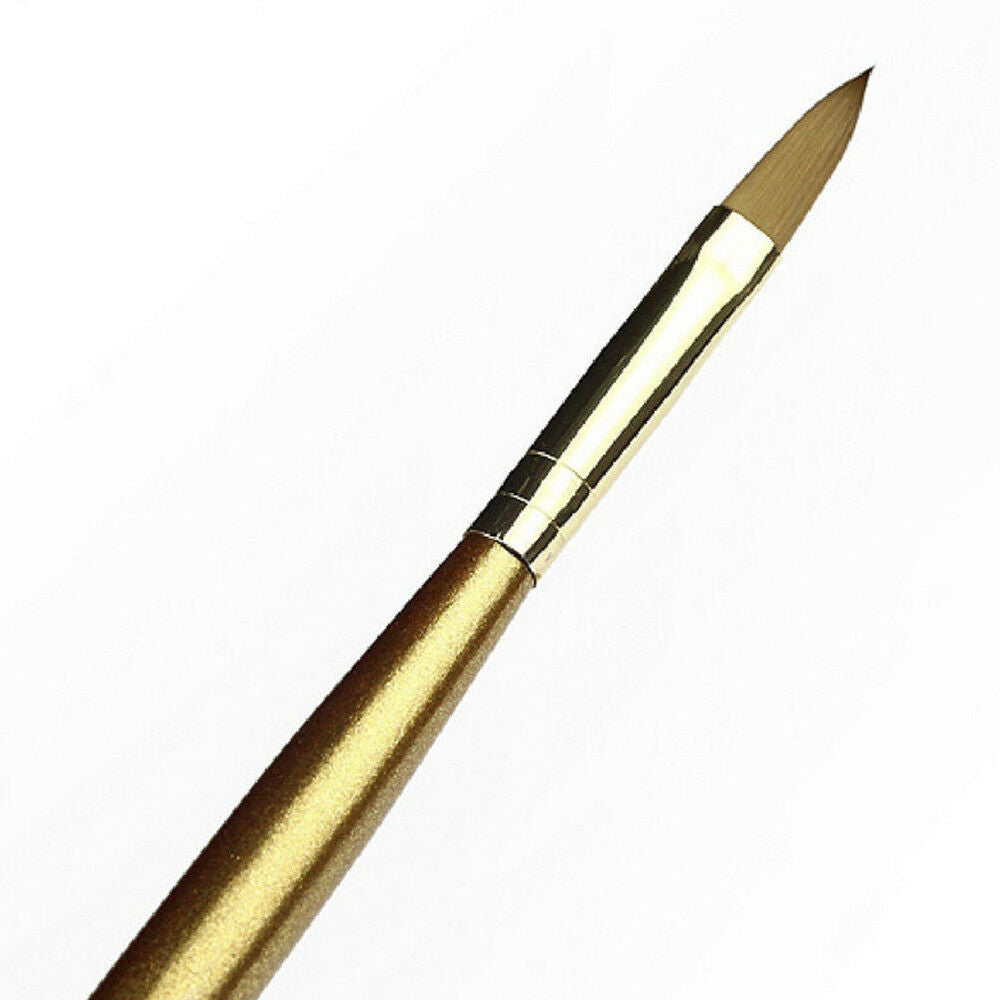 1X Professional Size 8 Acrylic Nail Sable Brush Pen Nail Art Builder Tips Golden